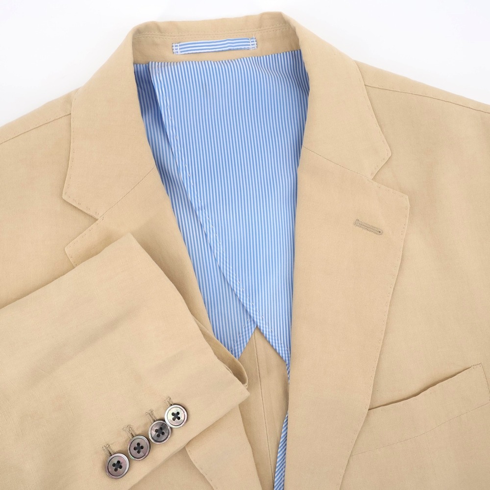 Crittenden Silk Linen Blend Sport Coat Blazer Tan Long Sleeve Mens 42R